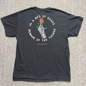 Know Bad Daze T Shirt Men's Large Black Short Sleeve Skull Rose Graphic